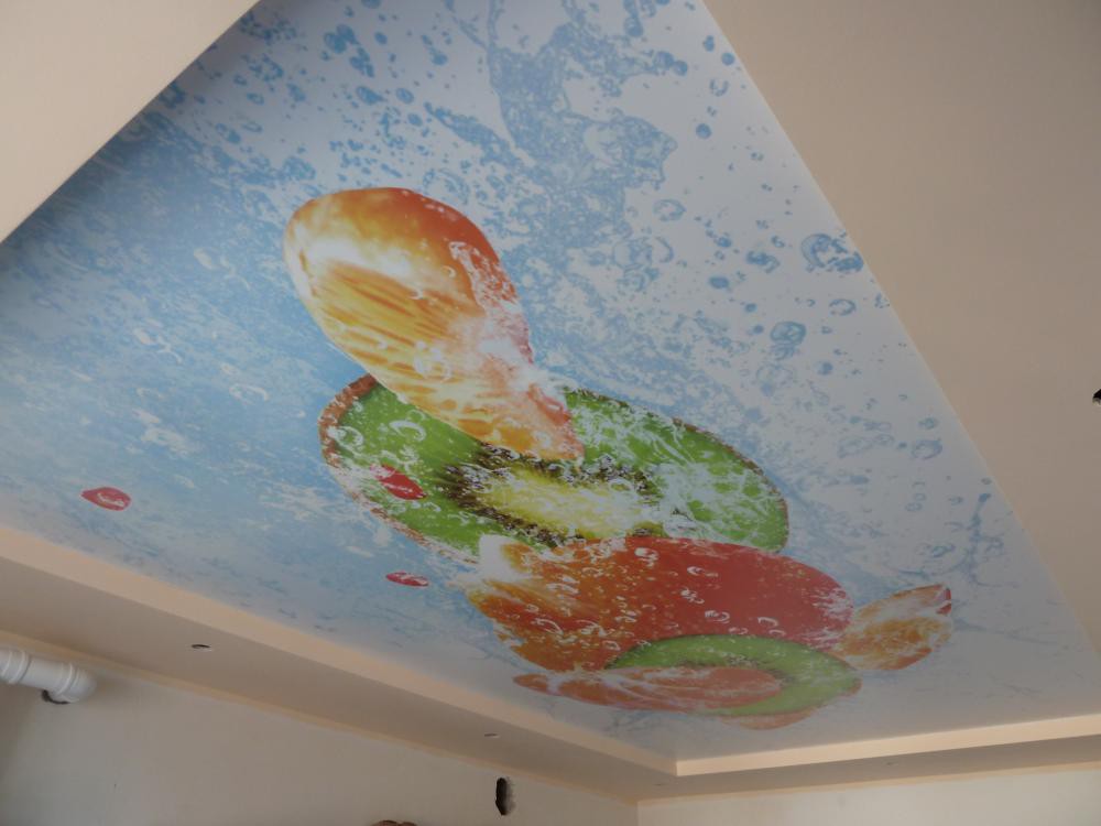 Натяжной потолок для кухни с фотопечатью в Боброве фото 