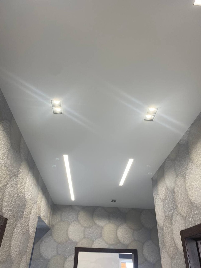 Натяжной потолок со световыми линиями заказали на весь дом в городе Лиски фото 